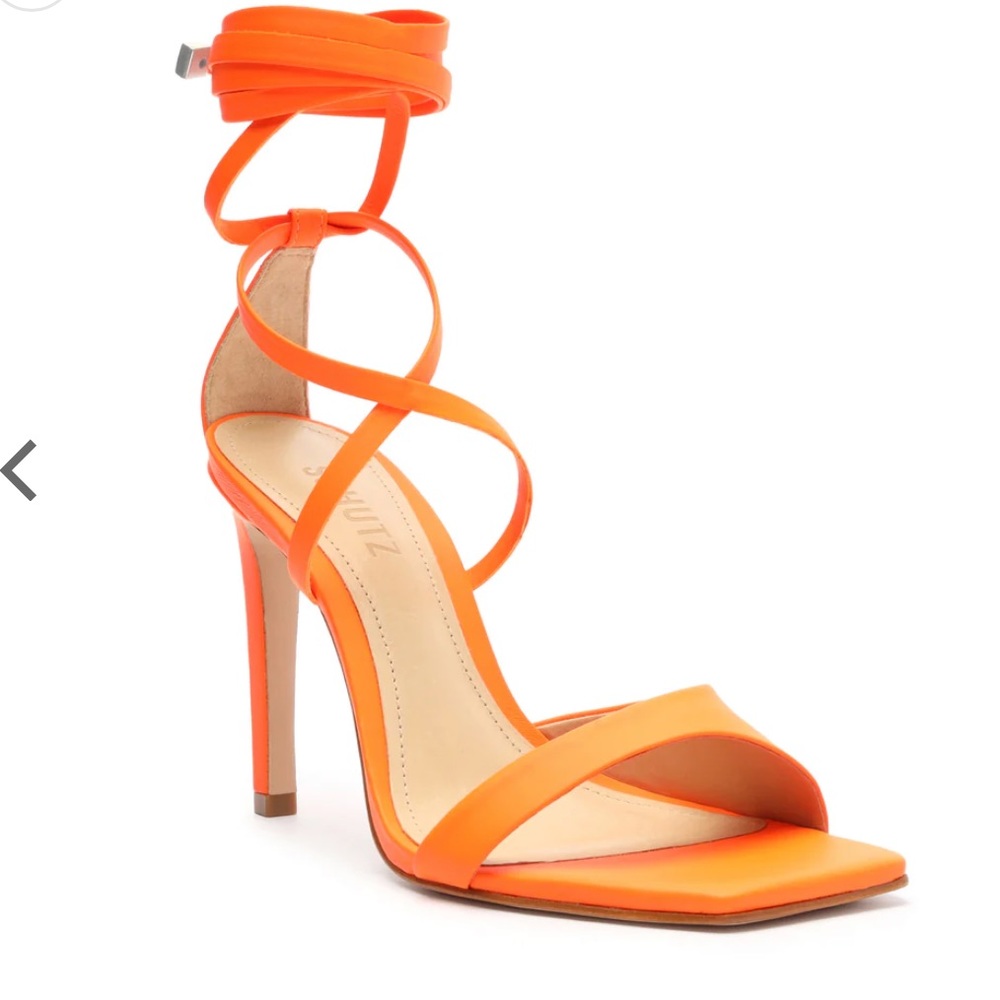 Schutz Bryce Ankle Strap Sandal in Acid Orange - Picture 2 of 4